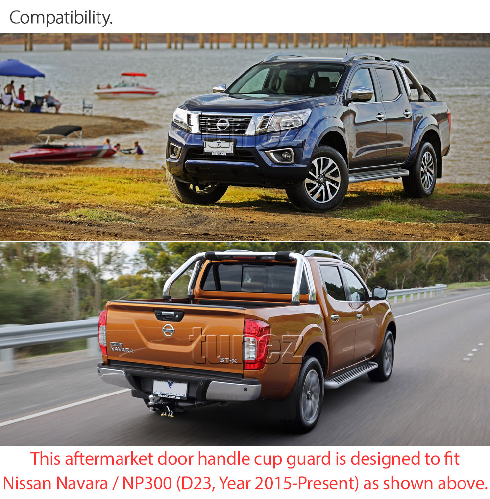 NVM06 Nissan Navara NP300 NP 300 D23 Series X-Trail T32 Qashqai J11 DX RX ST ST-X SL Visia Acenta Acenta+ N-Connecta Tekna LED Fog Light UK United Kingdom USA Australia Europe Matte Matt Black Night Dark Sky Series Edition Door Handle Cup Guard Protector Cover Passenger Front Rear Side For Car Aftermarket Set Pair 2014 2015 2016 2017 2018 2019 2020