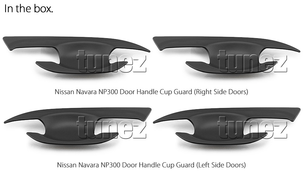 NVM06 Nissan Navara NP300 NP 300 D23 Series X-Trail T32 Qashqai J11 DX RX ST ST-X SL Visia Acenta Acenta+ N-Connecta Tekna LED Fog Light UK United Kingdom USA Australia Europe Matte Matt Black Night Dark Sky Series Edition Door Handle Cup Guard Protector Cover Passenger Front Rear Side For Car Aftermarket Set Pair 2014 2015 2016 2017 2018 2019 2020