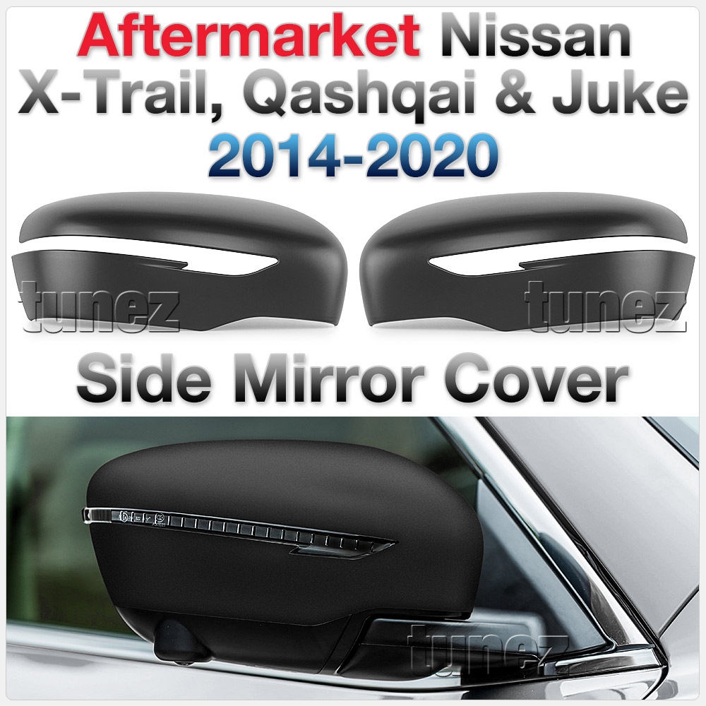 NVM11 Nissan X-Trail XTrail T32 Qashqai J11 Juke F15 UK United Kingdom USA Australia Europe Matte Matt Black Night Dark Sky Series Edition Rear Side Mirror Cover Guard Protector Turn Signal Indicator For Car Aftermarket Pair 2014 2015 2016 2017 2018 2019 2020