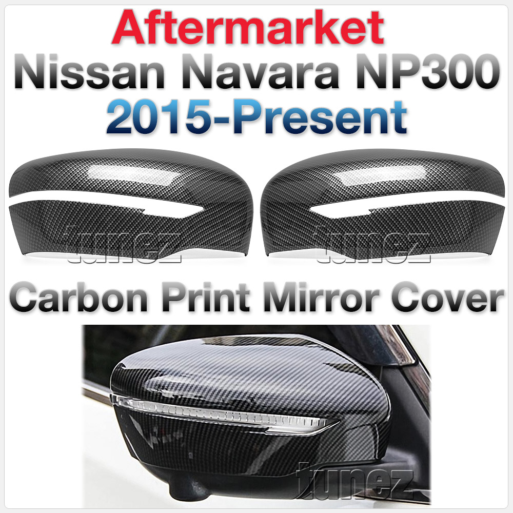 NVM12 Nissan Navara NP300 NP 300 D23 Series DX RX ST ST-X PRO-4X SL Visia Acenta Acenta+ N-Connecta Tekna UK United Kingdom USA Australia Europe Matte Matt Black Night Dark Sky Series Edition Rear Carbon Fiber Print Side Mirror Cover Guard Protector Turn Signal Indicator For Car Aftermarket Pair 2014 2015 2016 2017 2018 2019 2020 2021