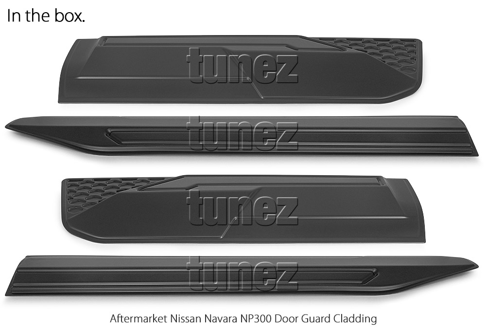 NVM15 Nissan Navara NP300 D23 Door Panel Bumper Cladding Guard Protector ABS Trim 2015 2016 2017 2018 2019 2020 2021 2022 DX RX ST ST-X PRO-4X Matt Matte Material Black OEM Fitting Aftermarket White Line 