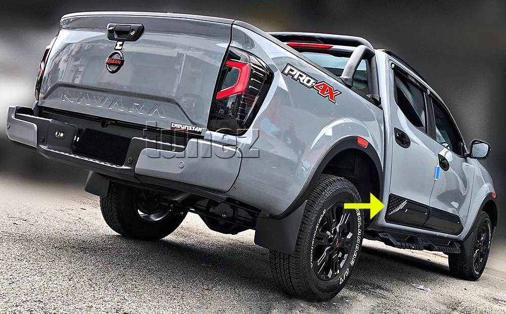 NVM15 Nissan Navara NP300 D23 Door Panel Bumper Cladding Guard Protector ABS Trim 2015 2016 2017 2018 2019 2020 2021 2022 DX RX ST ST-X PRO-4X Matt Matte Material Black OEM Fitting Aftermarket White Line 