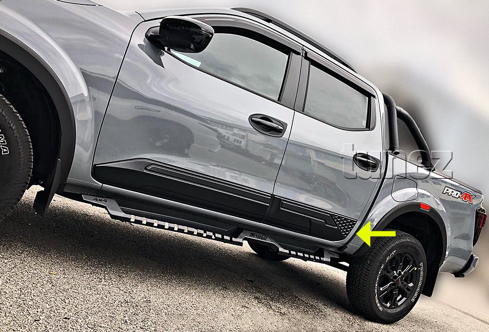 NVM15 Nissan Navara NP300 D23 Door Panel Bumper Cladding Guard Protector ABS Trim 2015 2016 2017 2018 2019 2020 2021 2022 DX RX ST ST-X PRO-4X Matt Matte Material Black OEM Fitting Aftermarket White Line 