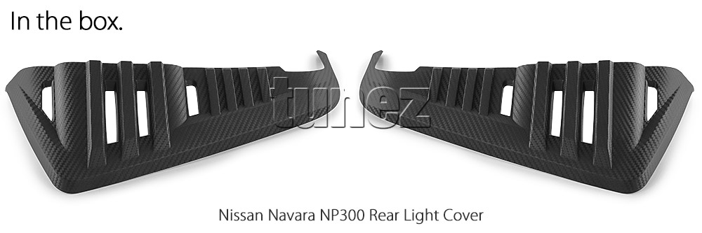 NVM17 Nissan Navara NP300 NP 300 D23 Series DX RX ST ST-X PRO-4X SL Visia Acenta Acenta+ N-Connecta Tekna Lamp Cover Eyelid ABS Plastic Matte Matt Carbon Black Rear Light Rearlight UK United Kingdom USA Australia Europe Set Kit For Car Aftermarket Pair 2014 2015 2016 2017 2018 2019 2020 2021 2022 2023 2024 2025