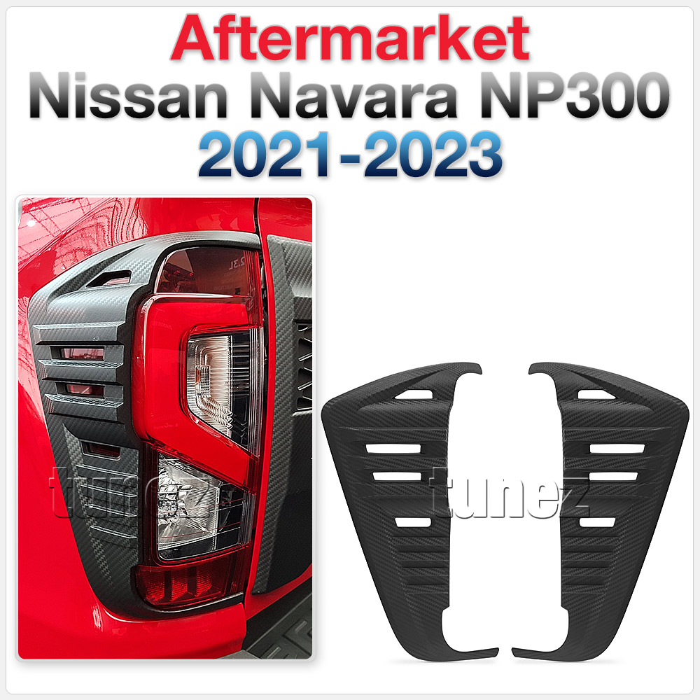 NVM17 Nissan Navara NP300 NP 300 D23 Series DX RX ST ST-X PRO-4X SL Visia Acenta Acenta+ N-Connecta Tekna Lamp Cover Eyelid ABS Plastic Matte Matt Carbon Black Rear Light Rearlight UK United Kingdom USA Australia Europe Set Kit For Car Aftermarket Pair 2014 2015 2016 2017 2018 2019 2020 2021 2022 2023 2024 2025