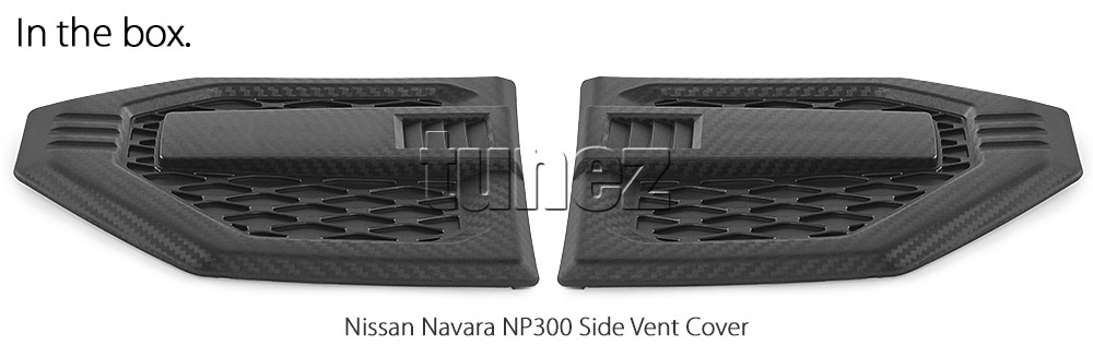 NVM18 Nissan Navara NP300 NP 300 D23 Series DX RX ST ST-X PRO-4X SL Visia Acenta Acenta+ N-Connecta Tekna Side Vent Cover ABS Plastic Matte Matt Black Carbon Material UK United Kingdom USA Australia Europe Set Kit For Car Aftermarket Pair 2014 2015 2016 2017 2018 2019 2020 2021 2022 2023 2024 2025