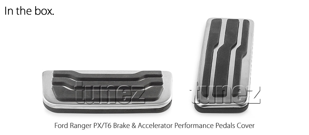 PFR01 Ford Ranger T6 PX MK1 MK2 MK3 MKI MKII MKIII Wildtrak XL XLS XLT FX4 Sport Limited 2 Limited2 Performance Aluminium Brushed Aluminum Alloy Stainless Steel Nitrile Rubber Brake Accelerator Gas Pedal Cover M-Sport Car Aftermarket Pair 2011 2012 2013 2014 2015 2016 2017 2018 2019 2020