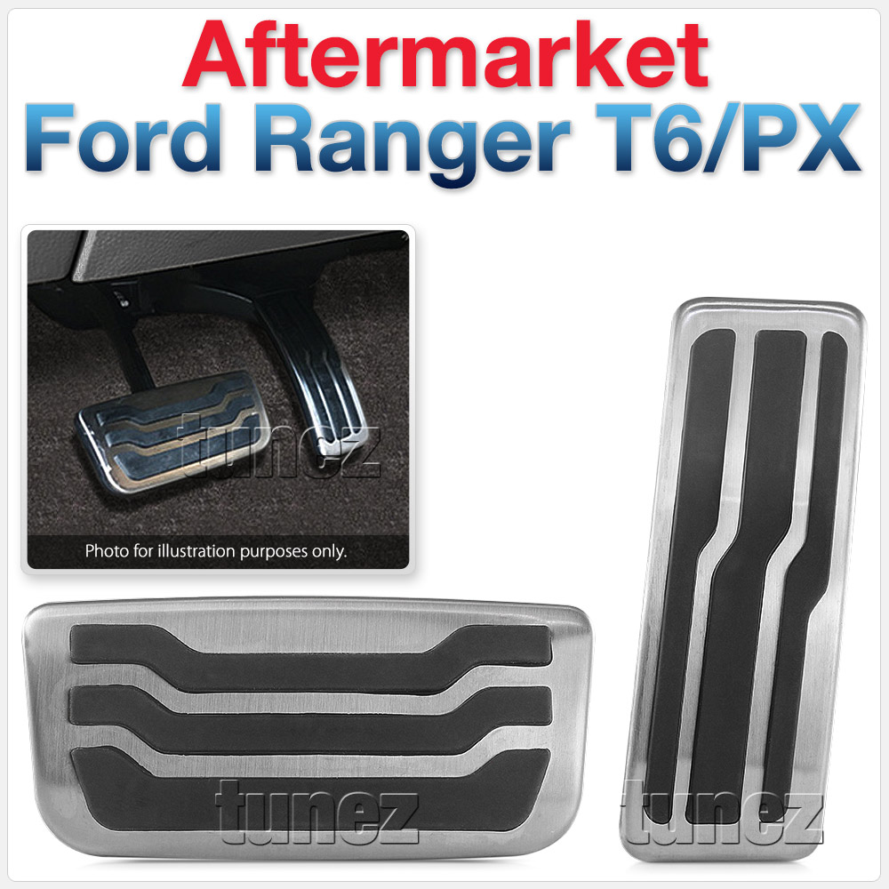 PFR01 Ford Ranger T6 PX MK1 MK2 MK3 MKI MKII MKIII Wildtrak XL XLS XLT FX4 Sport Limited 2 Limited2 Performance Aluminium Brushed Aluminum Alloy Stainless Steel Nitrile Rubber Brake Accelerator Gas Pedal Cover M-Sport Car Aftermarket Pair 2011 2012 2013 2014 2015 2016 2017 2018 2019 2020