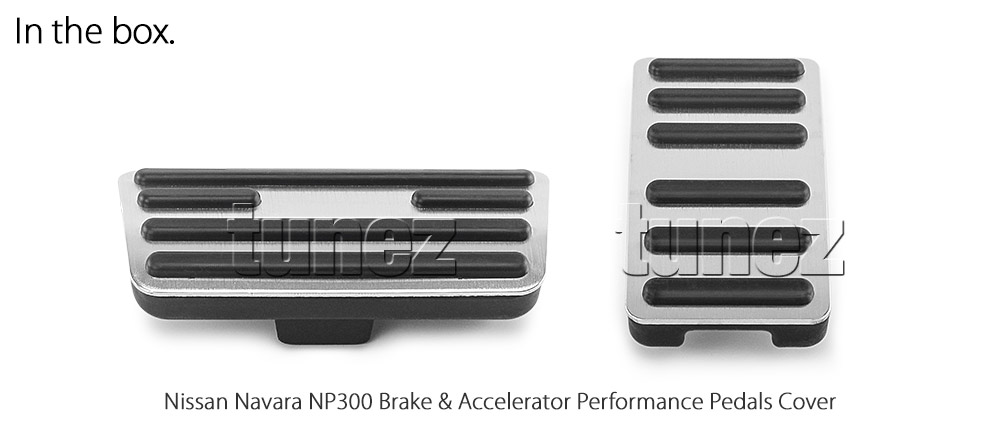 PNP01 Nissan Navara NP300 D23 DX RX ST ST-X X Visia Acenta + Plus N Connecta N-Connecta Tekna Performance Aluminium Brushed Aluminum Alloy Stainless Steel Nitrile Rubber Brake Accelerator Gas Pedal Cover M-Sport Car Aftermarket Pair 2015 2016 2017 2018 2019 2020