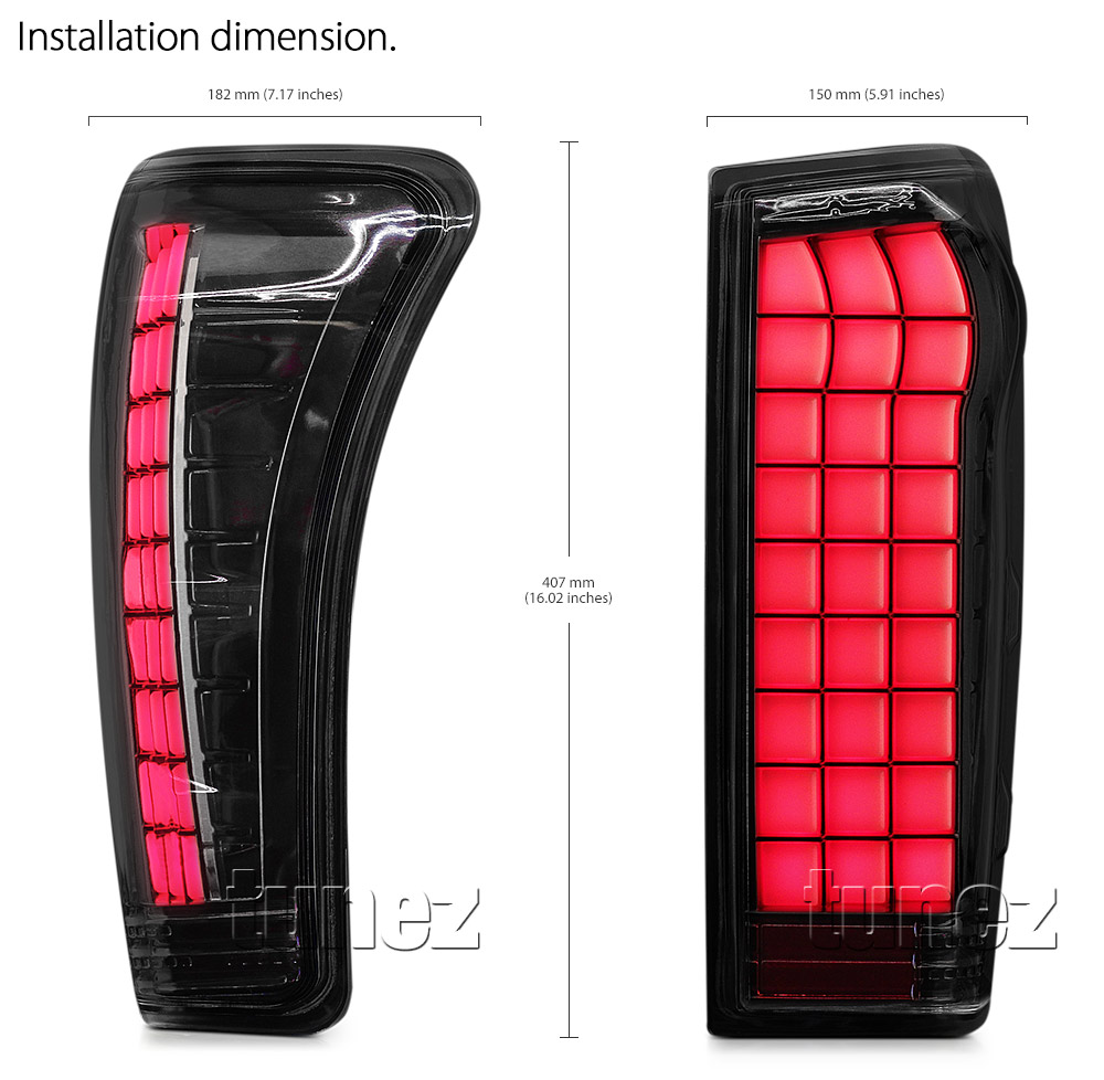 RLDM02 Isuzu D-Max DMax RT50 RT85 Series LS SX X-Runner Blade TD Yukon Utah Vision Eiger Fury Black Full COB LED Replacement OEM Standard Original Replace A Pair Set Left Right Side Lamp Smoked Smoke Edition ABS Front Back Rear Tail Light Tail Lamp Head Light Headlight Taillights Sequential Turn Signal Indicators UK United Kingdom USA Australia Europe Set Kit For Truck Pickup Car Aftermarket 2012 2013 2014 2015 2016 2017 2018 2019 2020