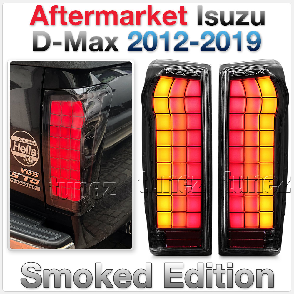 RLDM02 Isuzu D-Max DMax RT50 RT85 Series LS SX X-Runner Blade TD Yukon Utah Vision Eiger Fury Black Full COB LED Replacement OEM Standard Original Replace A Pair Set Left Right Side Lamp Smoked Smoke Edition ABS Front Back Rear Tail Light Tail Lamp Head Light Headlight Taillights Sequential Turn Signal Indicators UK United Kingdom USA Australia Europe Set Kit For Truck Pickup Car Aftermarket 2012 2013 2014 2015 2016 2017 2018 2019 2020
