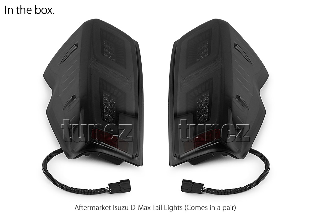 RLDM05 Isuzu D-Max Dmax 3rd Generation Gen Mk3 2021 2022 2023 2024 2025 LS-M LSM LS-U LSU SX High Terrain X-Terrain Standard Edition Version Smoke Smoked Sequential Turn Signal Replacement OEM Standard Original Replace A Pair Set Left Right Side LH RH ABS Back Rear Tail Light Tail Lamp Head Taillights LED Bulb Type Aftermarket