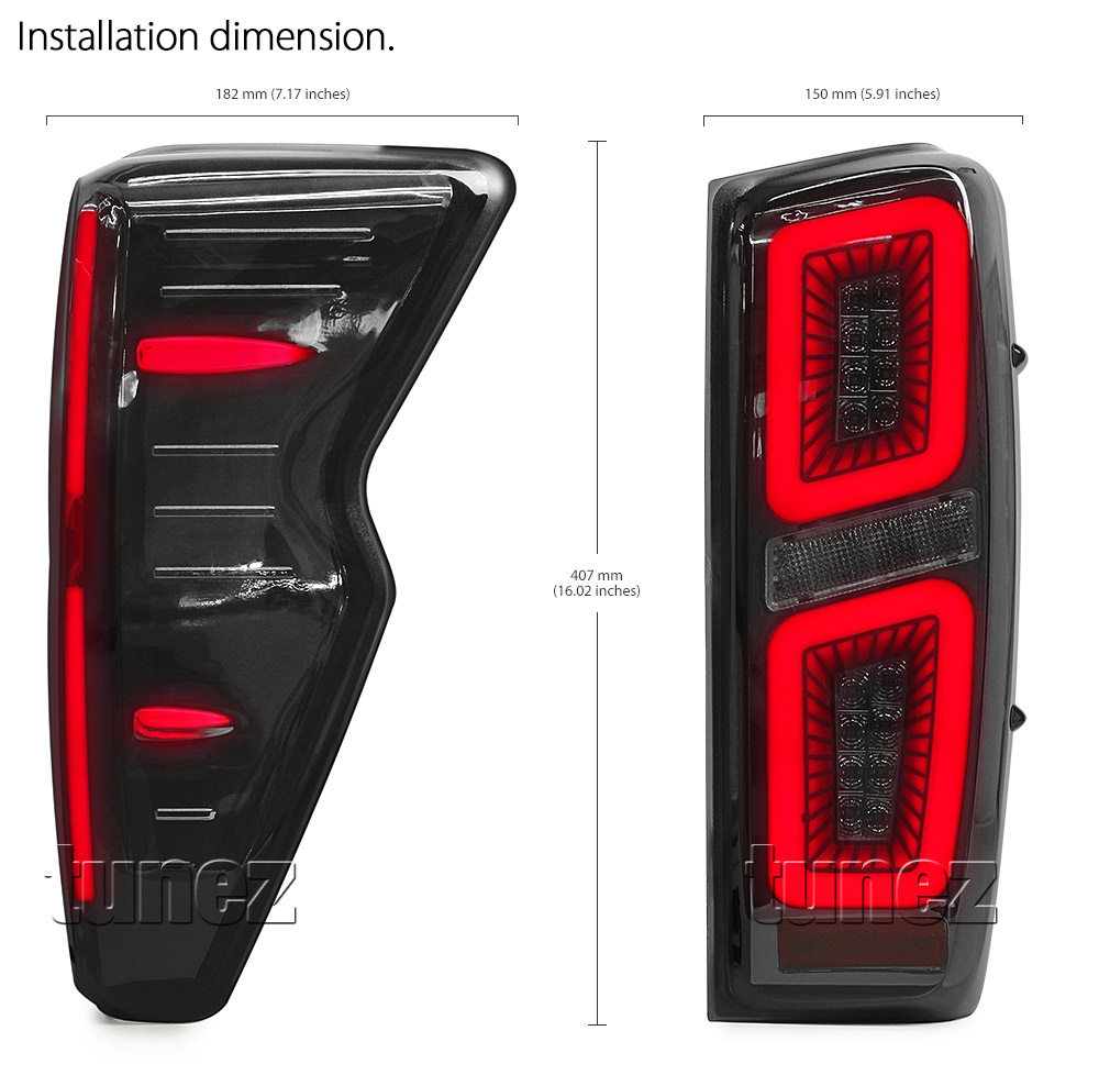 RLDM05 Isuzu D-Max Dmax 3rd Generation Gen Mk3 2021 2022 2023 2024 2025 LS-M LSM LS-U LSU SX High Terrain X-Terrain Standard Edition Version Smoke Smoked Sequential Turn Signal Replacement OEM Standard Original Replace A Pair Set Left Right Side LH RH ABS Back Rear Tail Light Tail Lamp Head Taillights LED Bulb Type Aftermarket