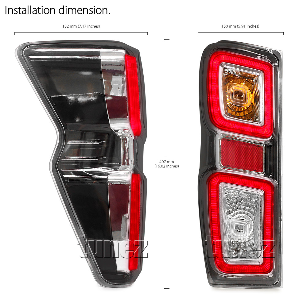 RLDM07L Left Side Isuzu D-Max Dmax 3rd Generation Gen Mk3 2021 2022 2023 2024 2025 LS-M LSM LS-U LSU SX High Terrain X-Terrain OEM Standard Edition Version Turn Signal Replacement OEM Standard Original Replace A Pair Set Left Right Side LH RH ABS Back Rear Tail Light Tail Lamp Head Taillights LED Bulb Type Aftermarket