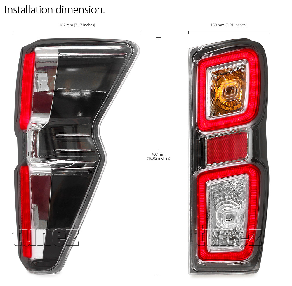 RLDM07R Right Side Isuzu D-Max Dmax 3rd Generation Gen Mk3 2021 2022 2023 2024 2025 LS-M LSM LS-U LSU SX High Terrain X-Terrain OEM Standard Edition Version Turn Signal Replacement OEM Standard Original Replace A Pair Set Left Right Side LH RH ABS Back Rear Tail Light Tail Lamp Head Taillights LED Bulb Type Aftermarket