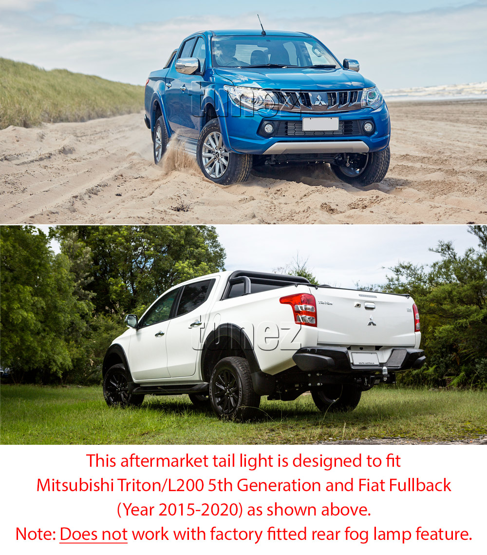 RLMT01 Mitsubishi Triton L200 Fiat Fullback MQ 5th Generation Gen Series GLX GLS GLX+ Blackline Exceed Barbarian Warrior Titan Challenger 2015 2016 2017 2018 2019 2020 Replacement OEM Standard Original Replace A Pair Set Left Right Side Lamp ABS Front Back Rear Tail Light Tail Lamp Head Light Headlight Taillights UK United Kingdom USA Australia Europe Set Kit For Car Aftermarket