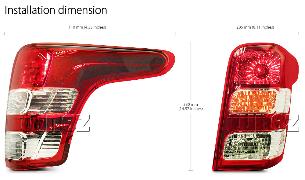 RLMT01 Mitsubishi Triton L200 Fiat Fullback MQ 5th Generation Gen Series GLX GLS GLX+ Blackline Exceed Barbarian Warrior Titan Challenger 2015 2016 2017 2018 2019 2020 Replacement OEM Standard Original Replace A Pair Set Left Right Side Lamp ABS Front Back Rear Tail Light Tail Lamp Head Light Headlight Taillights UK United Kingdom USA Australia Europe Set Kit For Car Aftermarket