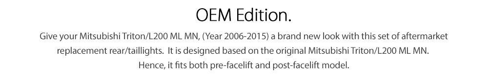 RLMT02 Mitsubishi L200 Triton ML MN 2005 2006 2007 2008 2009 2010 2011 2012 2013 2014 2015 Barbarian DI-D CR Warrior Trojan GLX GLX-R GLS Exceed Truck Ute OEM 3 Three Bulb Globe Included Tail Rear Lamp Lights Brake For Car Autotunez Tunez Taillights Rear Lamp Light Aftermarket Pair Set 2006 2007 2008 2009 2010 2011 Facelift