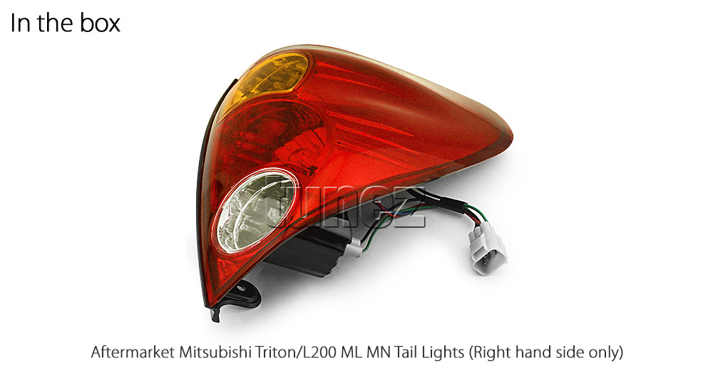 RLMT02 Mitsubishi L200 Triton ML MN 2005 2006 2007 2008 2009 2010 2011 2012 2013 2014 2015 Barbarian DI-D CR Warrior Trojan GLX GLX-R GLS Exceed Truck Ute OEM 3 Three Bulb Globe Included Tail Rear Lamp Lights Brake For Car Autotunez Tunez Taillights Rear Lamp Light Aftermarket Pair Set 2006 2007 2008 2009 2010 2011 Facelift