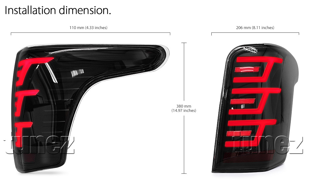 RLMT03 Mitsubishi Triton L200 Fiat Fullback MQ 5th Generation Gen Series GLX GLS GLX+ Blackline Exceed Barbarian Warrior Titan Challenger 2015 2016 2017 2018 2019 Styled Three LED Tail Rear Lamp Lights For Car Autotunez Tunez Taillights Rear Light OEM Aftermarket Pair Set Turn Signal Sequential Indicators OEM Manufacturer Premier Series 1-Year 12-month Warranty Style Look