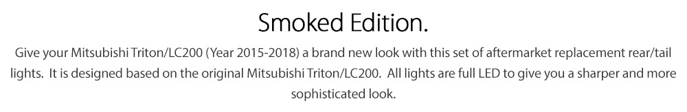 RLMT03 Mitsubishi Triton L200 Fiat Fullback MQ 5th Generation Gen Series GLX GLS GLX+ Blackline Exceed Barbarian Warrior Titan Challenger 2015 2016 2017 2018 2019 Styled Three LED Tail Rear Lamp Lights For Car Autotunez Tunez Taillights Rear Light OEM Aftermarket Pair Set Turn Signal Sequential Indicators OEM Manufacturer Premier Series 1-Year 12-month Warranty Style Look