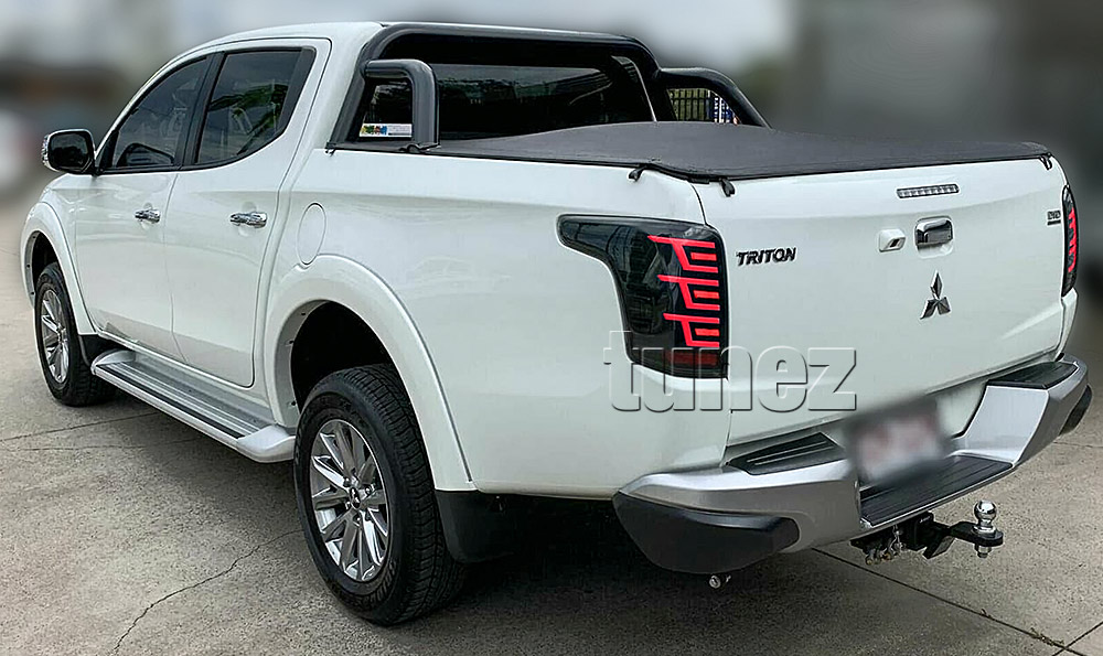 RLMT03 Mitsubishi Triton L200 Fiat Fullback MQ 5th Generation Gen Series GLX GLS GLX+ Blackline Exceed Barbarian Warrior Titan Challenger 2015 2016 2017 2018 2019 Styled Three LED Tail Rear Lamp Lights For Car Autotunez Tunez Taillights Rear Light OEM Aftermarket Pair Set Turn Signal Sequential Indicators OEM Manufacturer Premier Series 1-Year 12-month Warranty Style Look