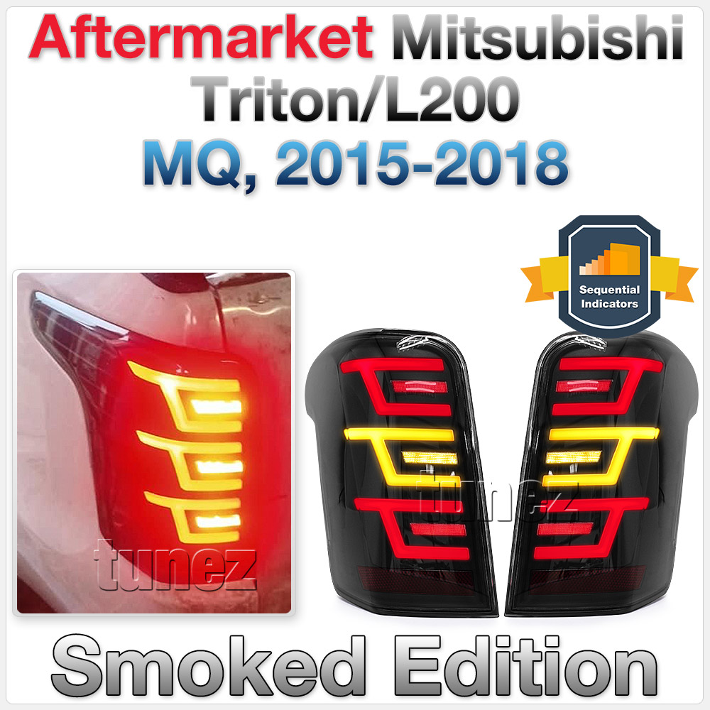 RLMT03 Mitsubishi Triton L200 Fiat Fullback MQ 5th Generation Gen Series GLX GLS GLX+ Blackline Exceed Barbarian Warrior Titan Challenger 2015 2016 2017 2018 2019 Styled Three LED Tail Rear Lamp Lights For Car Autotunez Tunez Taillights Rear Light OEM Aftermarket Pair Set Turn Signal Sequential Indicators OEM Manufacturer Premier Series 1-Year 12-month Warranty Style Look