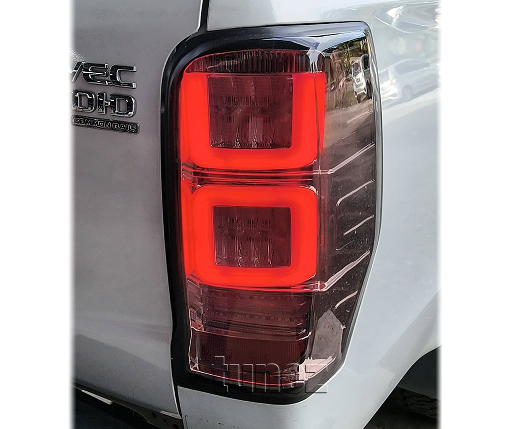RLMT05 Mitsubishi Triton L200 Strada Fiat Fullback MR 5th Generation Gen Series GLX GLS GLX+ Blackline Exceed Barbarian Warrior Titan Challenger 2019 2020 2021 2022 Styled Three LED Tail Rear Lamp Lights For Car Autotunez Tunez Taillights Rear Light OEM Aftermarket Pair Set Turn Signal Sequential Indicators OEM Manufacturer Premier Series 1-Year 12-month Warranty Land Rover Style Look