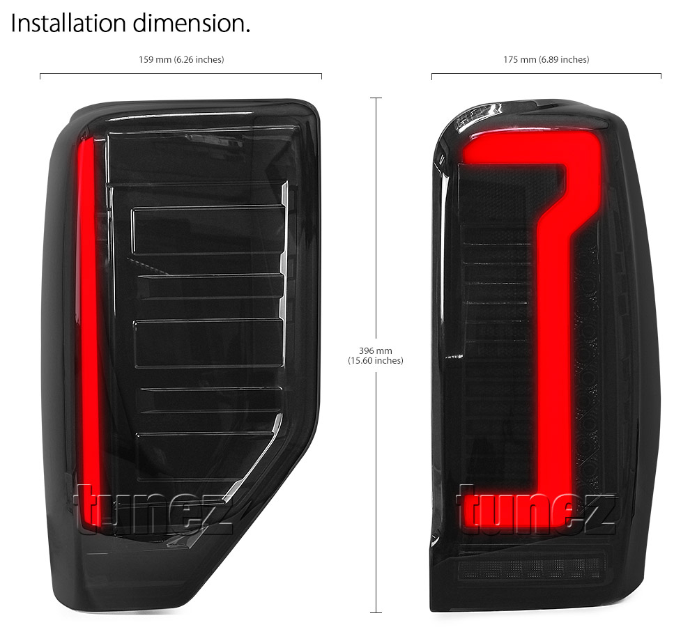 RLMT06 Mitsubishi Triton L200 Strada Fiat Fullback MR 5th Generation Gen Series GLX GLS GLX+ Blackline Exceed Barbarian Warrior Titan Challenger 2019 2020 2021 2022 Styled Three LED Tail Rear Lamp Lights For Car Autotunez Tunez Taillights Rear Light OEM Aftermarket Pair Set Turn Signal Sequential Indicators OEM Manufacturer Premier Series 1-Year 12-month Warranty Land Rover Style Look