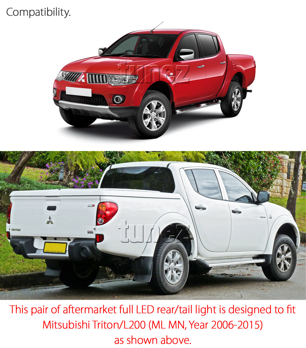 RLMT07 Mitsubishi Triton L200 ML MN Pre Post Facelift GLX GLX-R GLS9 Exceed 2006 2007 2008 2009 2010 2011 2012 2013 2014 2015 Smoke Smoked Edition Styled Three LED Tail Rear Lamp Lights For Car Autotunez Tunez Taillights Rear Light OEM Aftermarket Pair Set Turn Signal Sequential Indicators OEM Manufacturer Premier Series 1-Year 12-month Warranty Style Look Durable ABS Plastic 