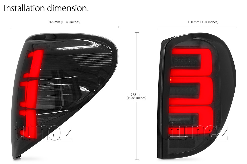 RLMT07 Mitsubishi Triton L200 ML MN Pre Post Facelift GLX GLX-R GLS9 Exceed 2006 2007 2008 2009 2010 2011 2012 2013 2014 2015 Smoke Smoked Edition Styled Three LED Tail Rear Lamp Lights For Car Autotunez Tunez Taillights Rear Light OEM Aftermarket Pair Set Turn Signal Sequential Indicators OEM Manufacturer Premier Series 1-Year 12-month Warranty Style Look Durable ABS Plastic 