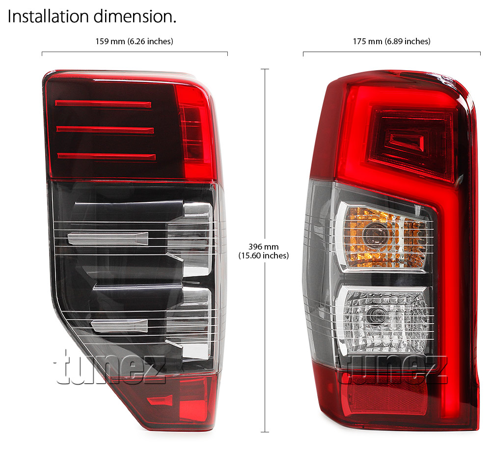 RLMT09 RLMT09L Mitsubishi L200 Triton MR 2019 2020 2021 2022 2023 Barbarian DI-D CR Warrior Trojan GLX GLX-R GLS GSR Exceed Truck Ute E11 E-Mark EMark OEM 3 Three Bulb Globe Included High Spec LED Tail Rear Lamp Light For Car Autotunez Tunez Taillights Aftermarket Left Right Pair Set