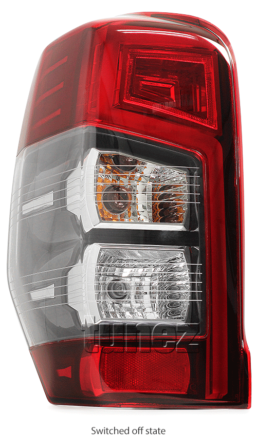 RLMT09 RLMT09L Mitsubishi L200 Triton MR 2019 2020 2021 2022 2023 Barbarian DI-D CR Warrior Trojan GLX GLX-R GLS GSR Exceed Truck Ute E11 E-Mark EMark OEM 3 Three Bulb Globe Included High Spec LED Tail Rear Lamp Light For Car Autotunez Tunez Taillights Aftermarket Left Right Pair Set