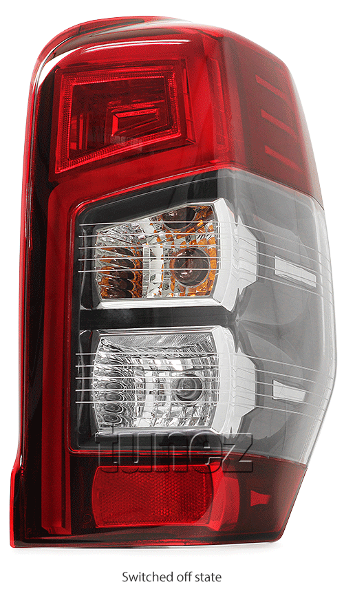 RLMT09 RLMT09L Mitsubishi L200 Triton MR 2019 2020 2021 2022 2023 Barbarian DI-D CR Warrior Trojan GLX GLX-R GLS GSR Exceed Truck Ute E11 E-Mark EMark OEM 3 Three Bulb Globe Included High Spec LED Tail Rear Lamp Light For Car Autotunez Tunez Taillights Aftermarket Left Right Pair Set