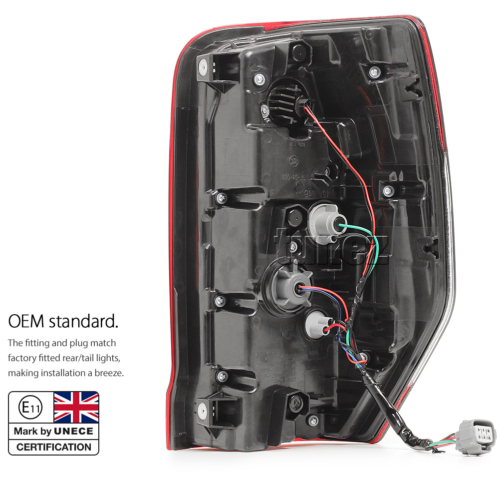 RLMT09 RLMT09L Mitsubishi L200 Triton MR 2019 2020 2021 2022 2023 Barbarian DI-D CR Warrior Trojan GLX GLX-R GLS GSR Exceed Truck Ute E11 E-Mark EMark OEM 3 Three Bulb Globe Included High Spec LED Tail Rear Lamp Light For Car Autotunez Tunez Taillights Aftermarket Left Right Pair Set
