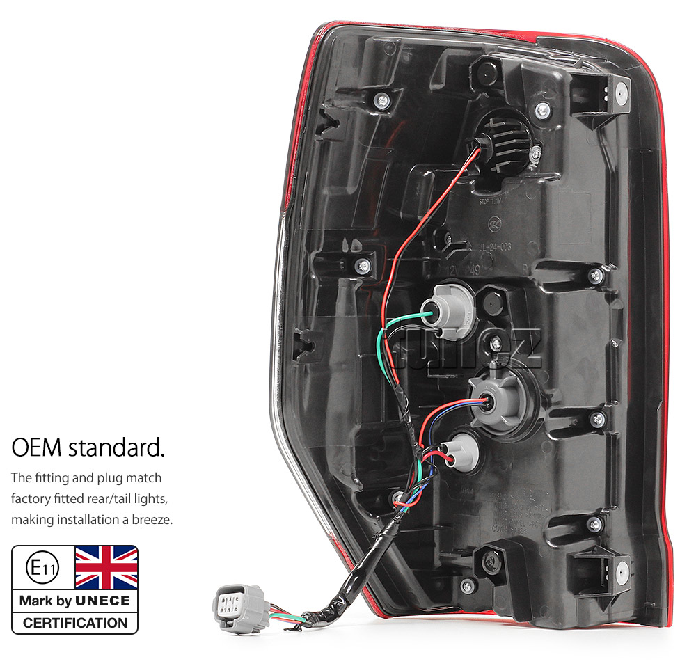 RLMT09 RLMT09L Mitsubishi L200 Triton MR 2019 2020 2021 2022 2023 Barbarian DI-D CR Warrior Trojan GLX GLX-R GLS GSR Exceed Truck Ute E11 E-Mark EMark OEM 3 Three Bulb Globe Included High Spec LED Tail Rear Lamp Light For Car Autotunez Tunez Taillights Aftermarket Left Right Pair Set