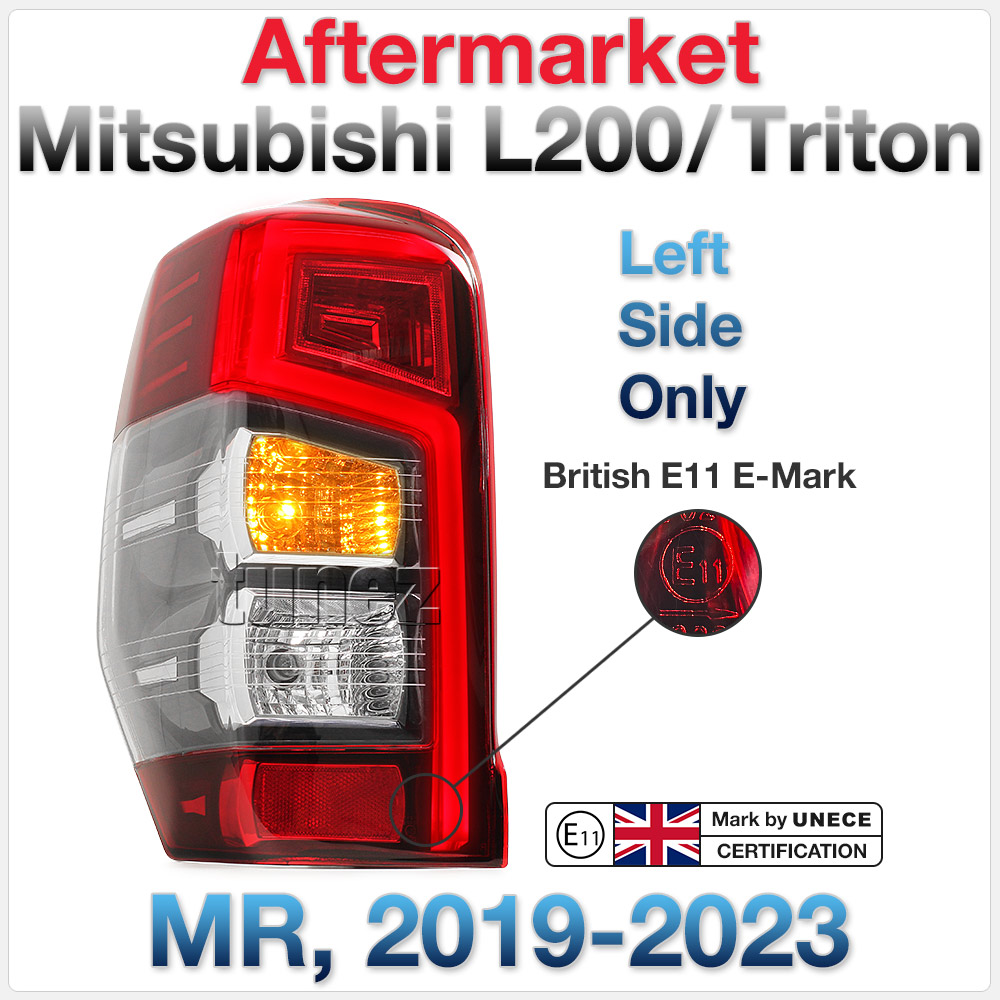 RLMT09 RLMT09L Mitsubishi L200 Triton MR 2019 2020 2021 2022 2023 Barbarian DI-D CR Warrior Trojan GLX GLX-R GLS GSR Exceed Truck Ute E11 E-Mark EMark OEM 3 Three Bulb Globe Included High Spec LED Tail Rear Lamp Light For Car Autotunez Tunez Taillights Aftermarket Left Right Pair Set
