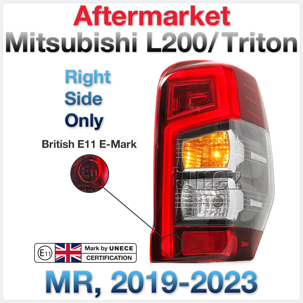 RLMT09 RLMT09L Mitsubishi L200 Triton MR 2019 2020 2021 2022 2023 Barbarian DI-D CR Warrior Trojan GLX GLX-R GLS GSR Exceed Truck Ute E11 E-Mark EMark OEM 3 Three Bulb Globe Included High Spec LED Tail Rear Lamp Light For Car Autotunez Tunez Taillights Aftermarket Left Right Pair Set
