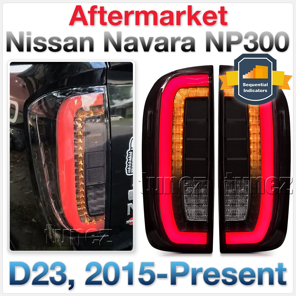 RLNP03 Nissan Navara NP300 NP 300 D23 Series DX RX ST ST-X SL Visia Acenta Acenta+ N-Connecta Tekna Full COB LED Replacement OEM Standard Sequential Turn Signal Original Replace A Pair Set Left Right Side Lamp Smoked Edition ABS Front Back Rear Tail Light Tail Lamp Head Light Headlight Taillights Turn Signal Indicators UK United Kingdom USA Australia Europe Set Kit For Truck Pickup Car Aftermarket 2015 2016 2017 2018 2019 2020