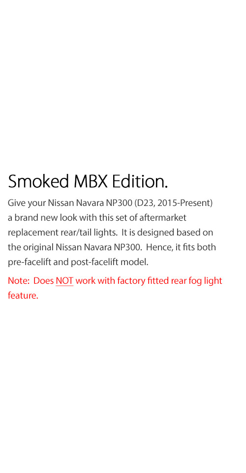 RLNP05 Nissan Navara NP300 NP 300 D23 Series DX RX ST ST-X SL Visia Acenta Acenta+ N-Connecta Tekna Full COB LED Replacement OEM Standard Original Replace A Pair Set Left Right Side Lamp Smoked MBX X-Class X Class Edition ABS Front Back Rear Tail Light Tail Lamp Head Light Headlight Taillights Turn Signal Indicators UK United Kingdom USA Australia Europe Set Kit For Truck Pickup Car Aftermarket 2015 2016 2017 2018 2019 2020