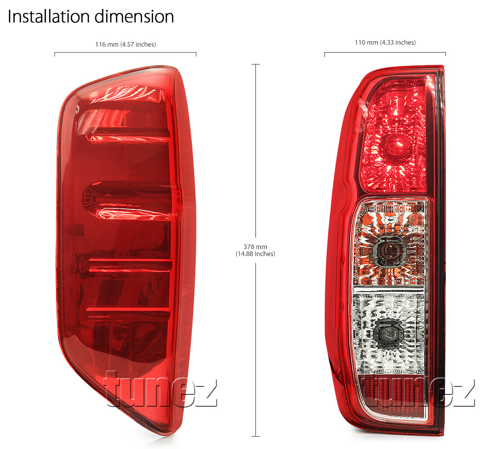 RLNV02P Nissan Navara D40 Series ST ST-X ST-X 550 Outlaw Titanium dCi Visia Acenta Tekna 2005 2006 2007 2008 2009 2010 2011 2012 2013 2014 2015 Replacement OEM Standard Original Replace Left Side LH Lamp ABS Front Back Rear Tail Light Tail Lamp Head Light Headlight Taillights UK United Kingdom USA Australia Europe Set Kit For Car Aftermarket