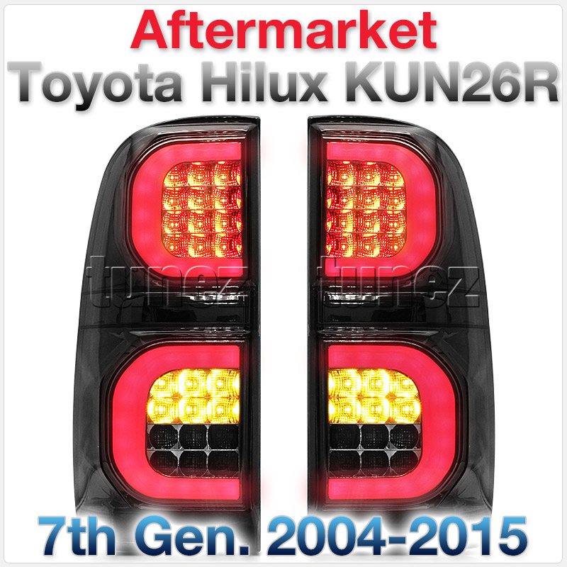 RLTH01 Toyota Hilux 7th Generation Gen 2004 2005 2006 2007 2008 2009 2010 2011 2012 2013 2014 2015 SR SR5 Workmate Invincible Icon Active SR SR5 Workmate Smoked Transparent LED Smoked LED COB Tail Rear Lamp Lights For Car Smoke AT Taillights Rear Lamp Light Aftermarket Pair