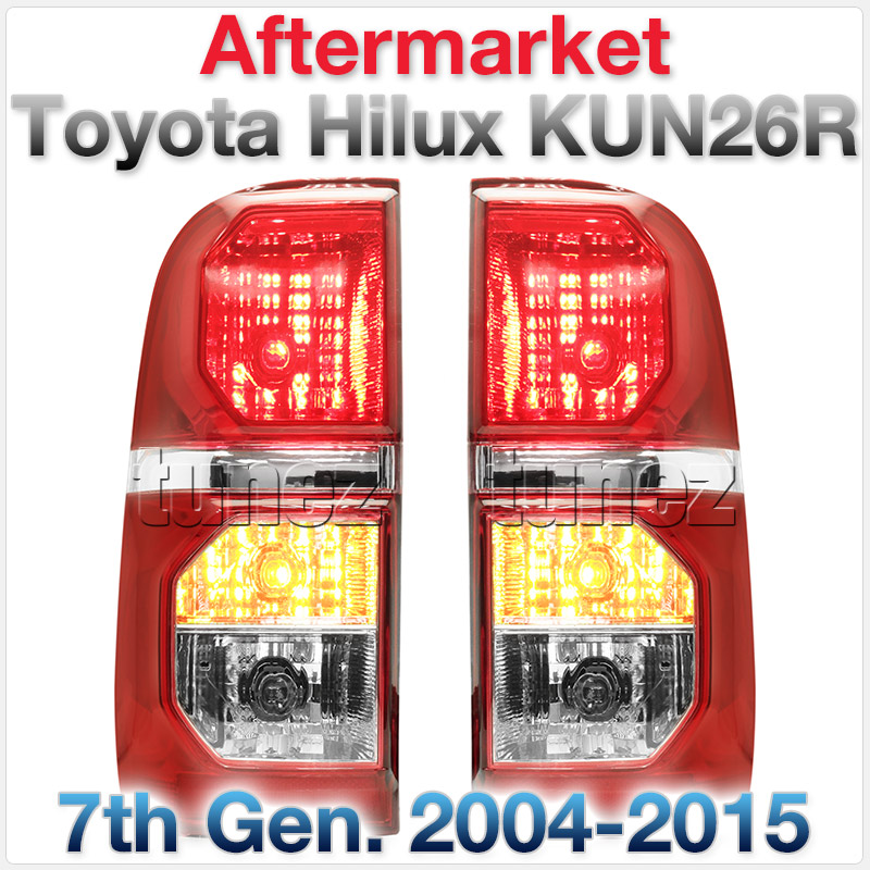 RLTH03 Toyota Hilux 7th Generation Gen 2004 2005 2006 2007 2008 2009 2010 2011 2012 2013 2014 2015 SR SR5 Workmate Invincible Icon Active SR SR5 Workmate Facelift Facelifted Transparent Original OEM Rear Lamp Tail Lights For Car Taillights Rear Lamp Light Aftermarket Pair Tunez Autotunez