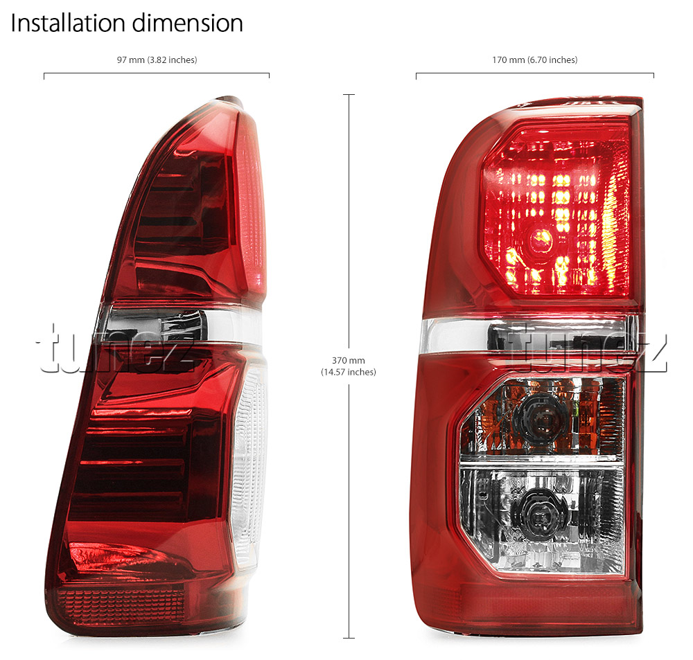 RLTH03L Left Side Only Toyota Hilux 7th Generation Gen 2004 2005 2006 2007 2008 2009 2010 2011 2012 2013 2014 2015 SR SR5 Workmate Invincible Icon Active SR SR5 Workmate Facelift Facelifted Transparent Original OEM Rear Lamp Tail Lights For Car Taillights Rear Lamp Light Aftermarket Pair Tunez Autotunez
