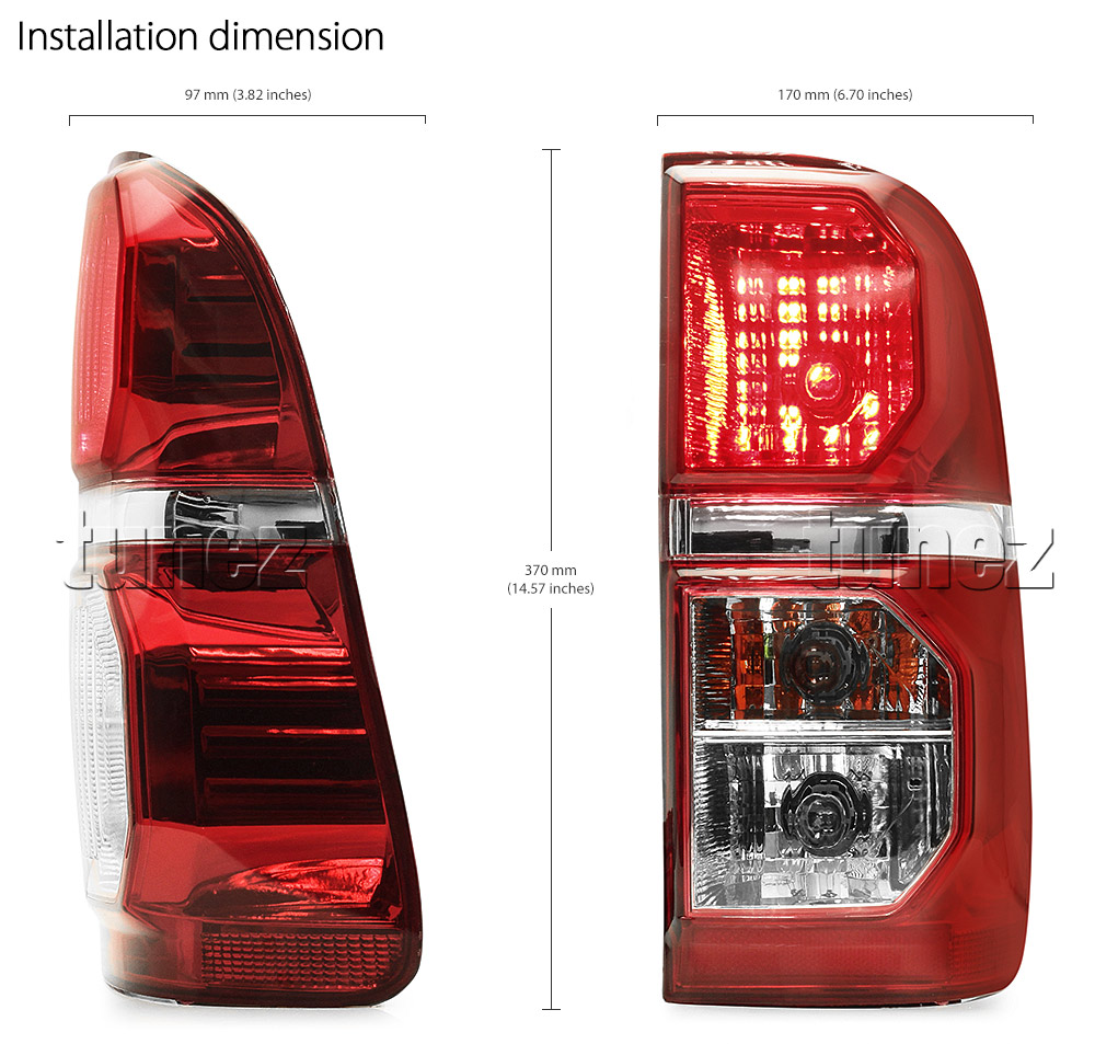 RLTH03R Right Side Only Toyota Hilux 7th Generation Gen 2004 2005 2006 2007 2008 2009 2010 2011 2012 2013 2014 2015 SR SR5 Workmate Invincible Icon Active SR SR5 Workmate Facelift Facelifted Transparent Original OEM Rear Lamp Tail Lights For Car Taillights Rear Lamp Light Aftermarket Pair Tunez Autotunez
