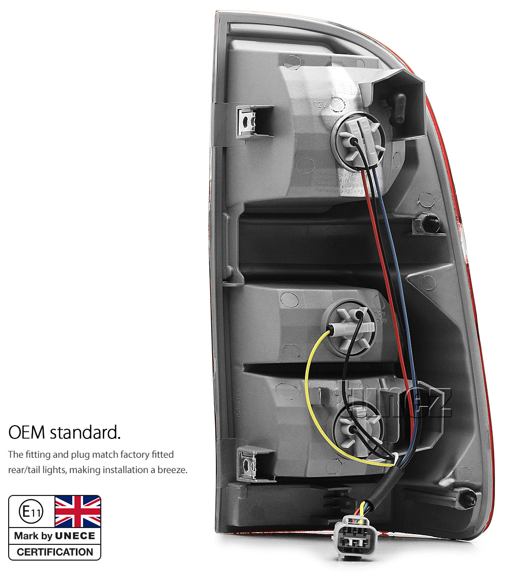 RLTH03L Left Side Only Toyota Hilux 7th Generation Gen 2004 2005 2006 2007 2008 2009 2010 2011 2012 2013 2014 2015 SR SR5 Workmate Invincible Icon Active SR SR5 Workmate Facelift Facelifted Transparent Original OEM Rear Lamp Tail Lights For Car Taillights Rear Lamp Light Aftermarket Pair Tunez Autotunez