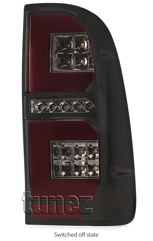 RLTH06 Toyota Hilux 7th Generation Gen 2004 2005 2006 2007 2008 2009 2010 2011 2012 2013 2014 2015 SR SR5 Workmate Invincible Icon Active SR SR5 Workmate Smoked Transparent LED Smoked LED COB Tail Rear Lamp Sequential Turn Signal Lights For Car Smoke AT Taillights Rear Lamp Light Aftermarket Pair