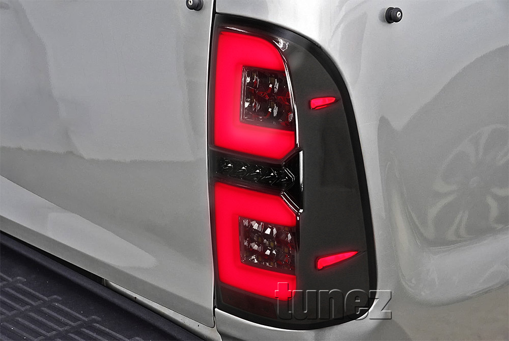 RLTH06 Toyota Hilux 7th Generation Gen 2004 2005 2006 2007 2008 2009 2010 2011 2012 2013 2014 2015 SR SR5 Workmate Invincible Icon Active SR SR5 Workmate Smoked Transparent LED Smoked LED COB Tail Rear Lamp Sequential Turn Signal Lights For Car Smoke AT Taillights Rear Lamp Light Aftermarket Pair