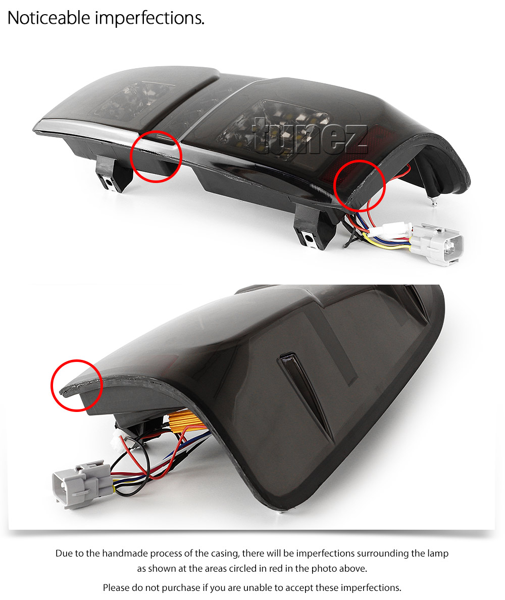RLTH07 Toyota Hilux 7th Generation Gen 2004 2005 2006 2007 2008 2009 2010 2011 2012 2013 2014 2015 SR SR5 Workmate Invincible Icon Active SR SR5 Workmate Smoked Transparent LED Smoked LED COB Tail Rear Lamp Sequential Turn Signal Lights For Car Smoke AT Taillights Rear Lamp Light Aftermarket Pair