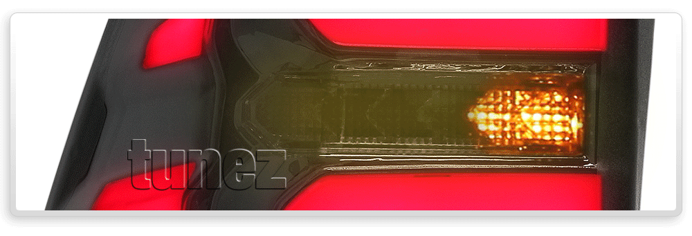 RLTH02 Aftermarket Toyota Hilux GUN GUN1 AN120 AN130 8th Generation Gen 2015 2016 2017 2018 2019 2020 SR SR5 Workmate Rugged X Rogue Hi-Rider Active Icon Invincible Smoked Brake Full LED Sequential Turn Signal Motion Tail Rear Lamp Lights For Car Truck Smoke Autotunez Tunez Taillights Rear Lamp Light Aftermarket Pair Set OEM Reversing Compatible 